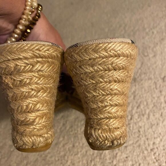 Auth Burberry EUC sandals leather straps & soles. Espadrille Wedge Made in Italy - Picture 7 of 10